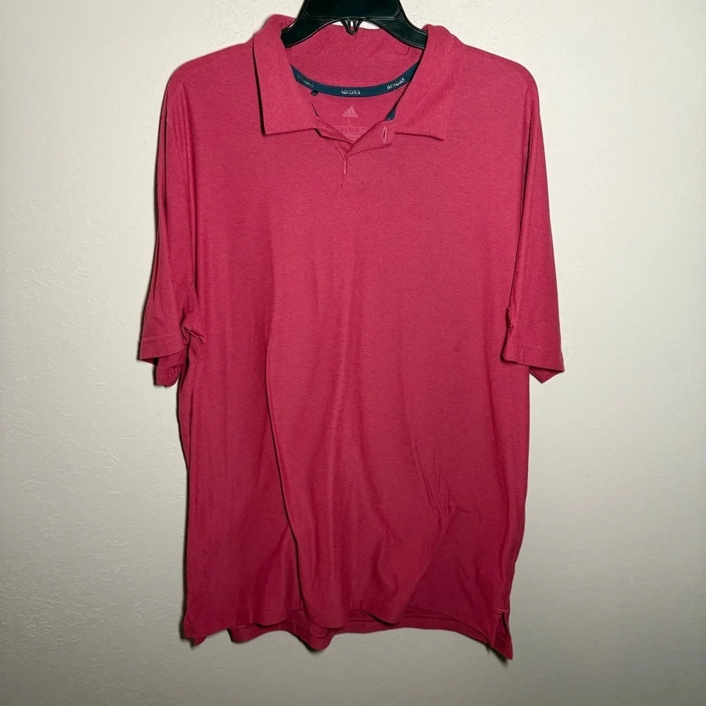 Men’s Pink and Green Adidas Golf Lightweight Breathable Activewear Polos